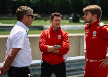 Blair Julian (left) with Ryan Briscoe (middle) and Robert Shwartzman.