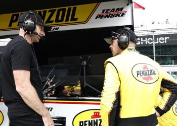 Scott McLaughlin (right) with Simon Pagenaud. Image: Chris Jones