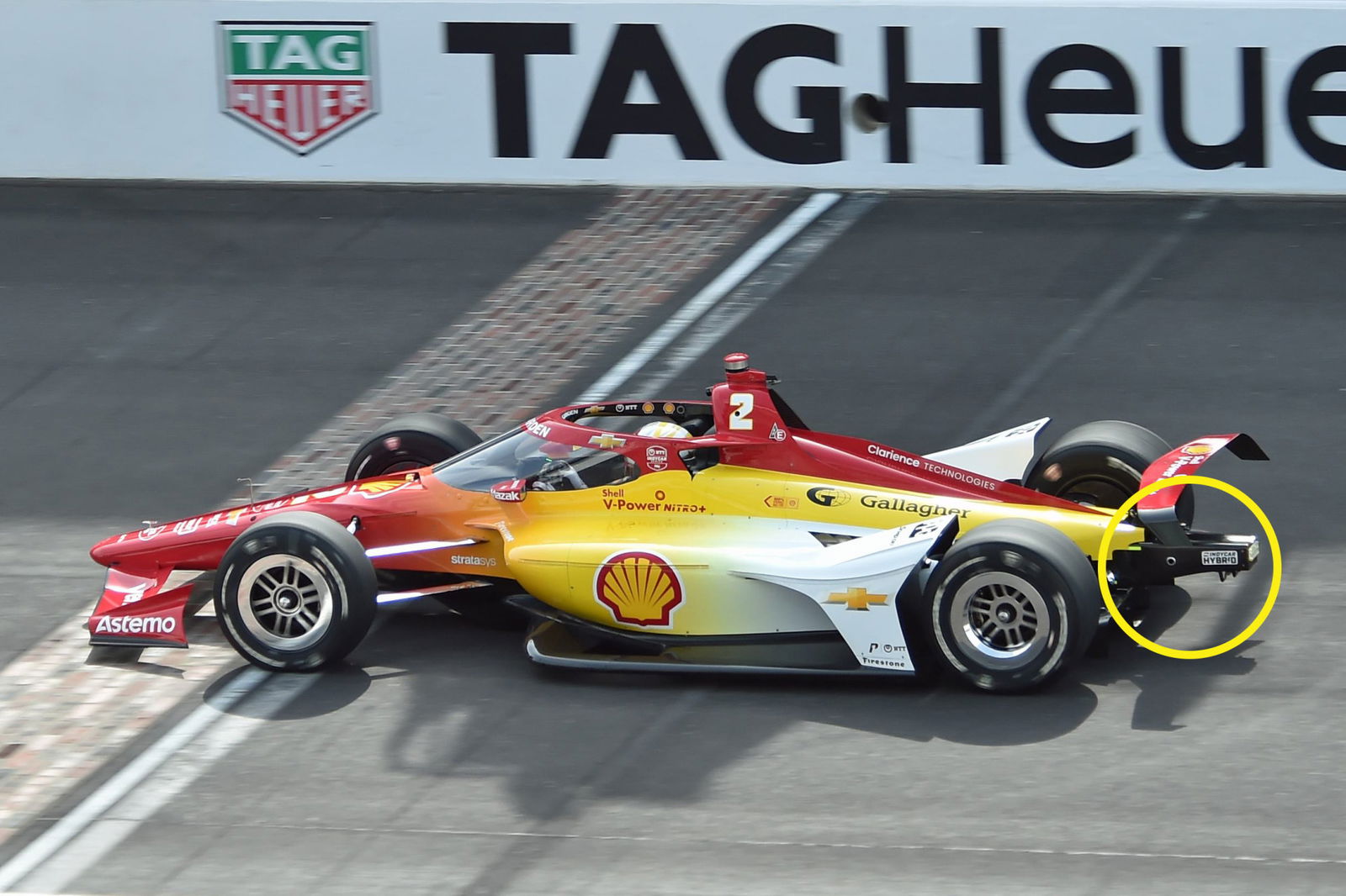 The rear weaker (Cicled) in Josef Newgarden's car. 