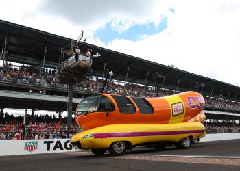Indianapolis Motor Speedway held the inaugural Wienie 500 on Carb Day.