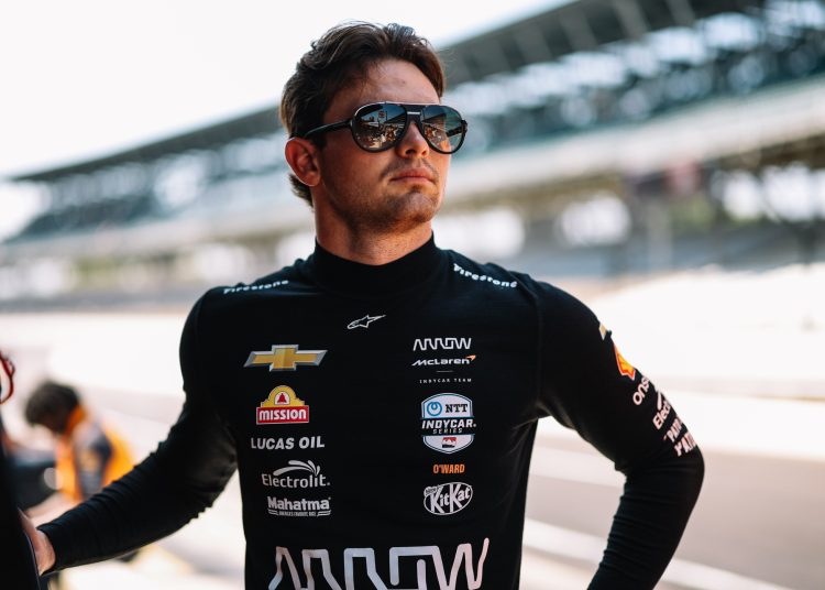 Pato O'Ward durig practice for the 109th Indianapolis 500.