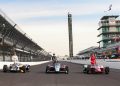 Pato O'Ward (left) with Takuma Sato (middle) and 2025 Indianapolis 500 pole position winner Robert Shwartzman.