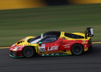 Arise Racing tyre strategy again proved the difference. No tyres Saturday night, four tyres Sunday afternoon. Image: SRO / Jack Martin