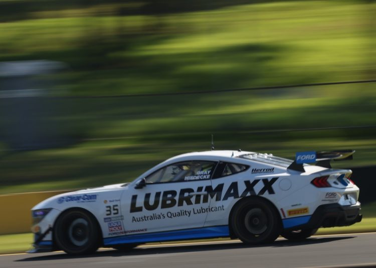 Rylan Gray felt like he was driving on rims as he and George Miedecke held on to win in Monochrome GT4 Australia. Image: SRO / Jack Martin