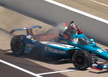 Ryan Hunter-Reay's car burst into flames during the final practice for the 109th Indianapolis 500.