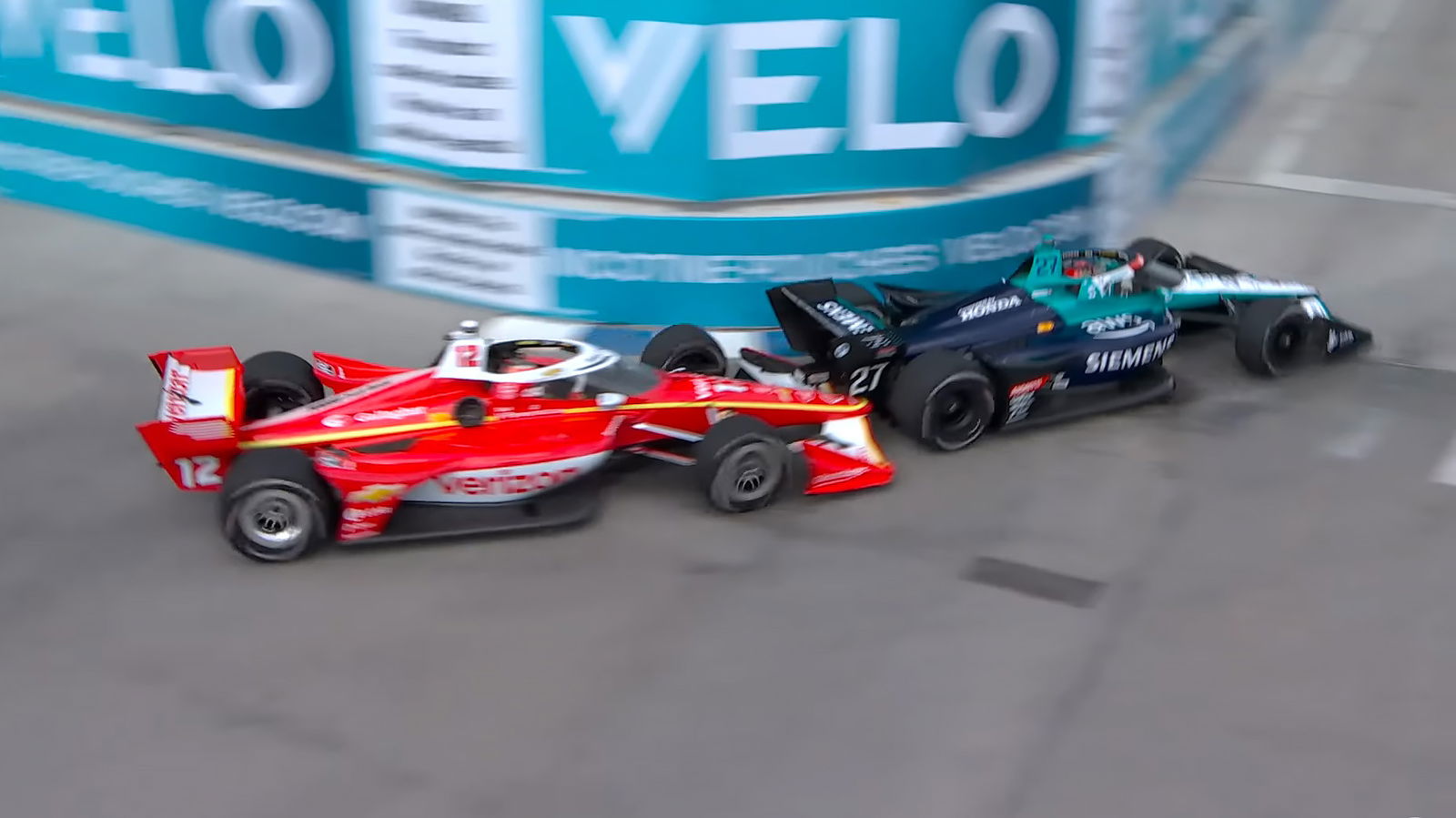 ‘Insanely dangerous’: Power ploughs IndyCar rival in bizarre incident