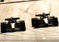Silhouetted F1 cars at Baku.