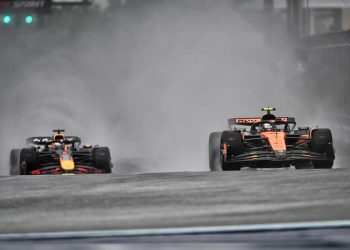Lando Norris benefited from a late Safety Car to win the Miami GP Sprint. Image: XPB Images.