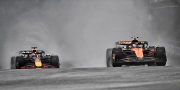 Lando Norris benefited from a late Safety Car to win the Miami GP Sprint. Image: XPB Images.