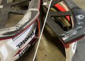 DJR front bars featuring skid blocks that were deemed to have been modified (left) and those sporting regular wear (right).