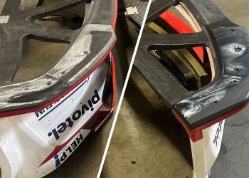DJR front bars featuring skid blocks that were deemed to have been modified (left) and those sporting regular wear (right).