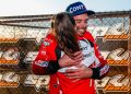 Troy Loeskow celebrates his record equalling KZ2 win in Newcastle. Image: KA/Pace Images