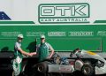 Tony Kart's junior star, Hamish Campbell (left) welcomes Mika LeMasurier to the team. Image: OTK