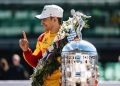Alex Palou with the Borg-Warner Trophy.