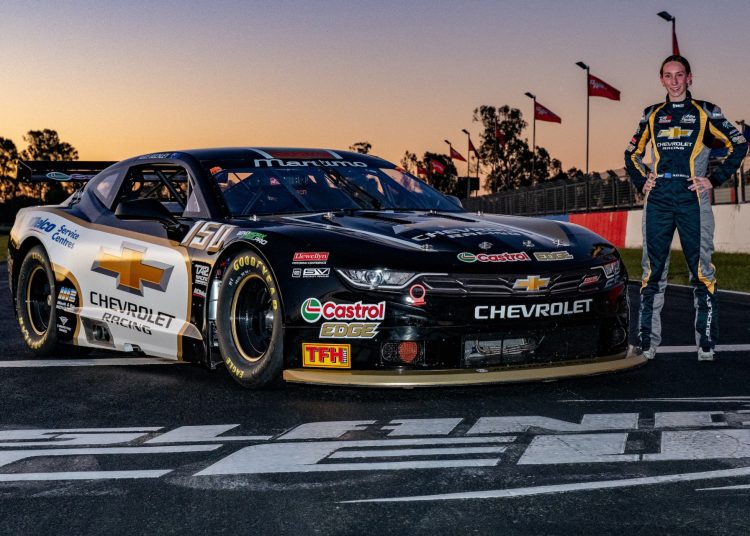 Alice Buckley with the GM backed Camaro. Image: Supplied