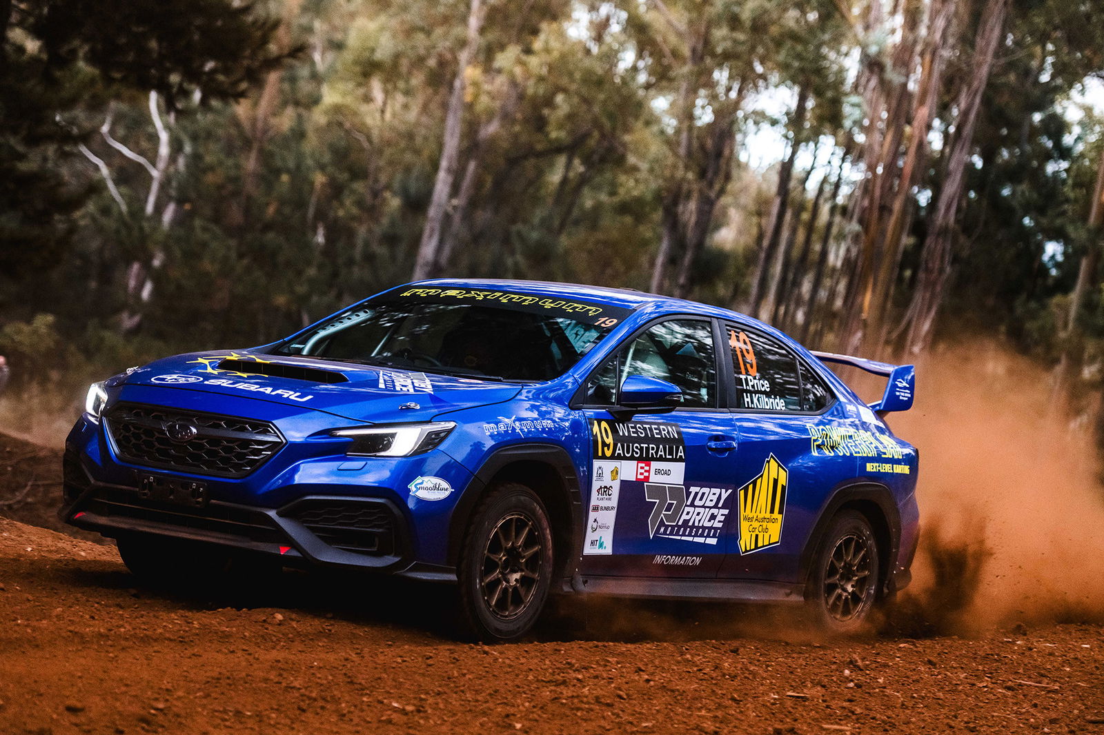Toby Price competes in the Subaru WRX Challenge in the EROAD Australian Rally Championship. 