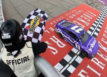 Denny Hamlin won the NASCAR Cup Series race at Michigan International Speedway.