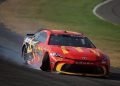 Bubba Wallace has a mechanical failure and the #23 Toyota's right-front tire goes down during Stage 2 of the Cup Series race at Pocono. Image: Jonathan Bachman/Getty Images