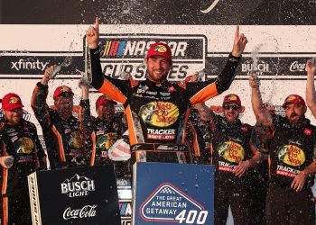 Chase Briscoe won at Pocono Raceway in the #19 Joe Gibbs Racing Toyota Camry.