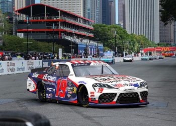 A digital render of Jack Perkins' Toyota Supra on the Chicago street course. Image: Supplied