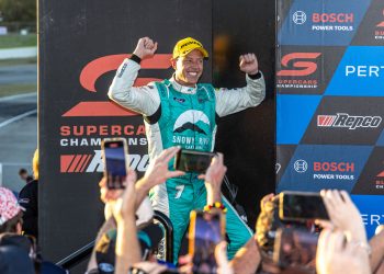 James Courtney on the podium at Wanneroo. Image: InSyde Media