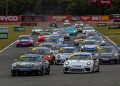 Pro-Am driver Ramu Farrell (#888), was able to Pro drivers Will Exton (#42) and Jake Santalucia (#777) at the start of Race 1 to set the round tone. Image: PCA