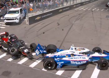 Louis Foster crashed into Felix Rosenqvist during the Detroit Grand Prix.