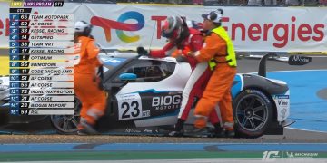 Gino-Generoso Forgione punches a Ferrari 296 GT3 during the second Le Mans Cup race.