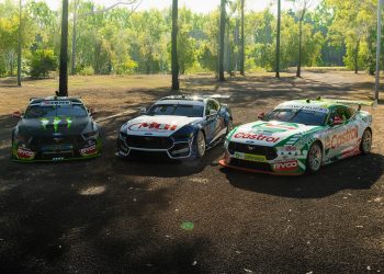 Tickford Racing's Indigenous Round liveries for Cameron Waters (left), Rylan Gray (middle), and Thomas Randle (right).