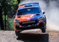 Taylor Gill jumps at the Acropolis Rally Greece.