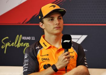 Oscar Piastri druing a press conference at the Red Bull Ring ahead of the 2025 Austrian Grand Prix.