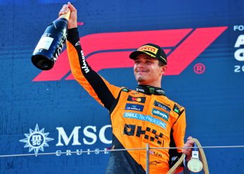 Lando Norris has held on to beat Oscar Piastri for victory in the Austrian Grand Prix. Image: XPB Images