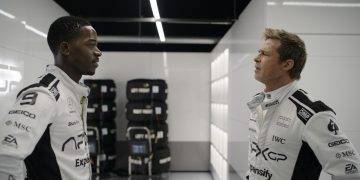 Damson Idris and Brad Pitt in F1: The Movie. Image: Warner Bros
