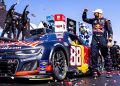 Shane Van Gisbergen celebrates after winning the Toyota/Save Mart 350 at Sonoma.