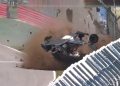 Sebastian Murray flips after colliding with an Armco barrier.