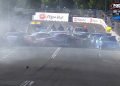 The crash scene during the second Porsche Michelin Sprint Challenge race at the NTI Townville 500.