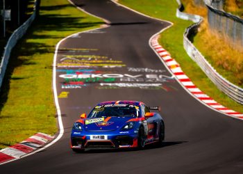 Max Verstappen in action on the weekend at the Nurburgring. Image: Nurburgring on X