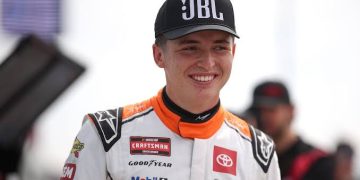 Brent Crews, driver of the #1 JBL Toyota, looks on during practice for the NASCAR Craftsman Truck Series Window World 250 at North Wilkesboro Speedway on May 17, 2025 in North Wilkesboro, North Carolina. (Photo by James Gilbert/Getty Images) | Getty Images