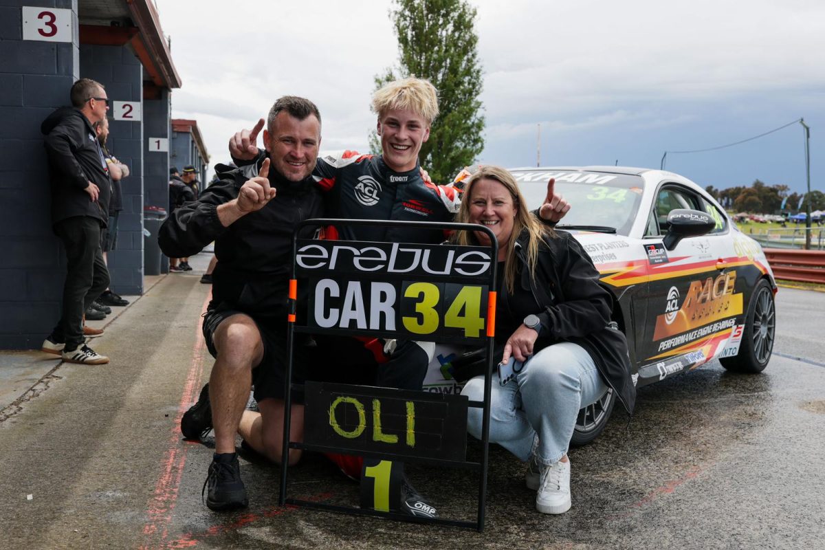 Oliver Wickham celebrates winning the 2026 GR Cup with his family.