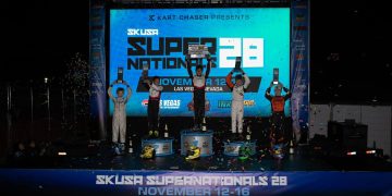 Oliver Williamson (second from right) on the podium. Image: Supplied