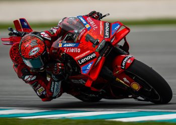 Factory Ducati rider Francesco Bagnaia at the Sepang International Circuit.