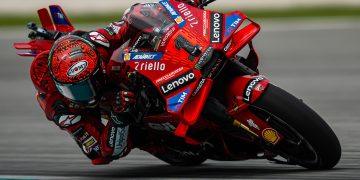 Factory Ducati rider Francesco Bagnaia at the Sepang International Circuit.