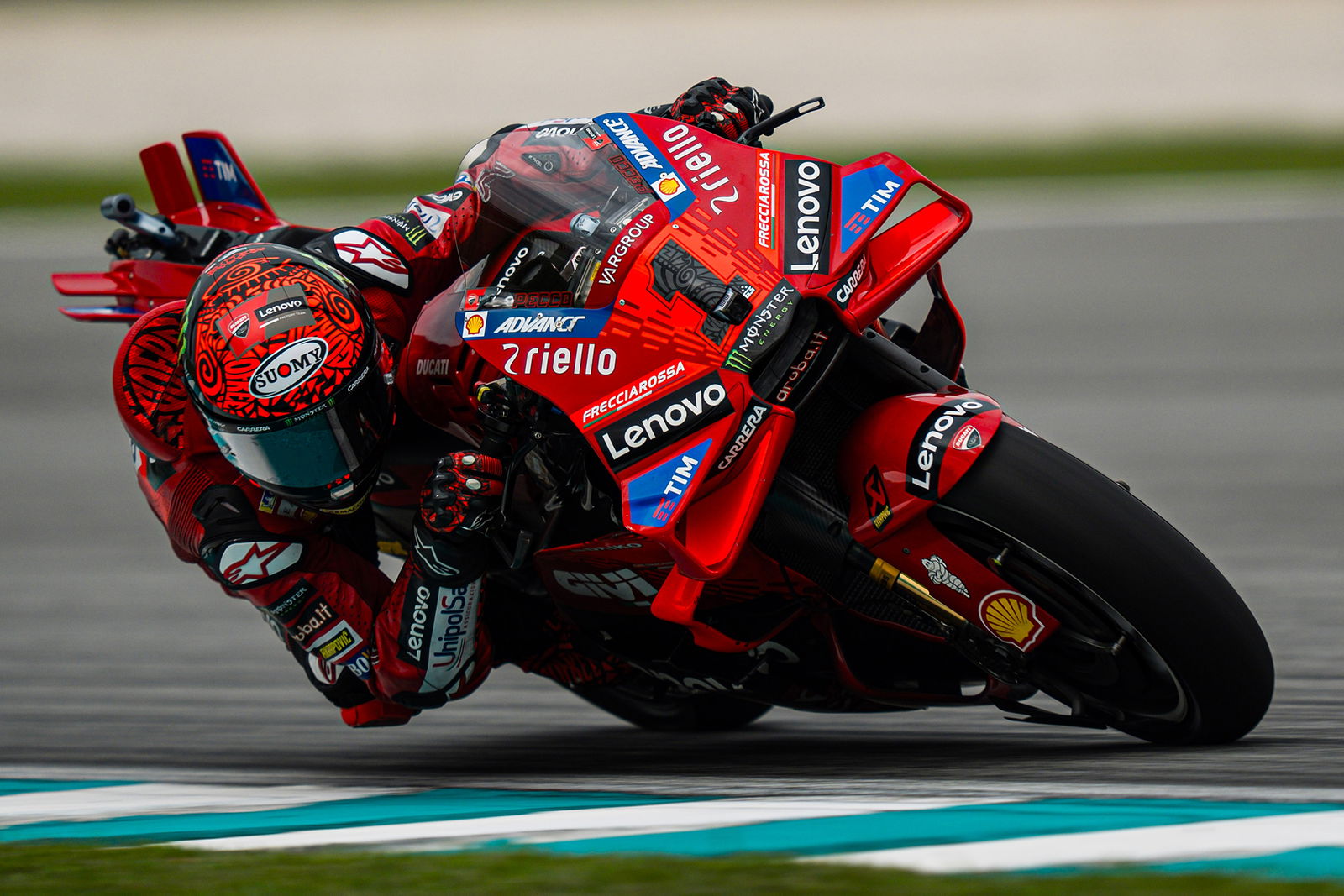 Factory Ducati rider Francesco Bagnaia at the Sepang International Circuit.