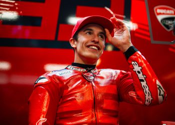 Marc Marquez dressed in Ducati red.