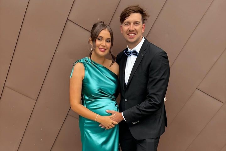 Chaz Mostert with fiance Riarne Marwood at the 2023 Supercars Gala Awards. Image: Riarne Marwood Instagram