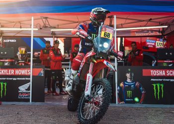 Tosha Schareina set the fastest time in the Dakar 2024 Bikes Prologue. Image: Tosha Schareina Instagram