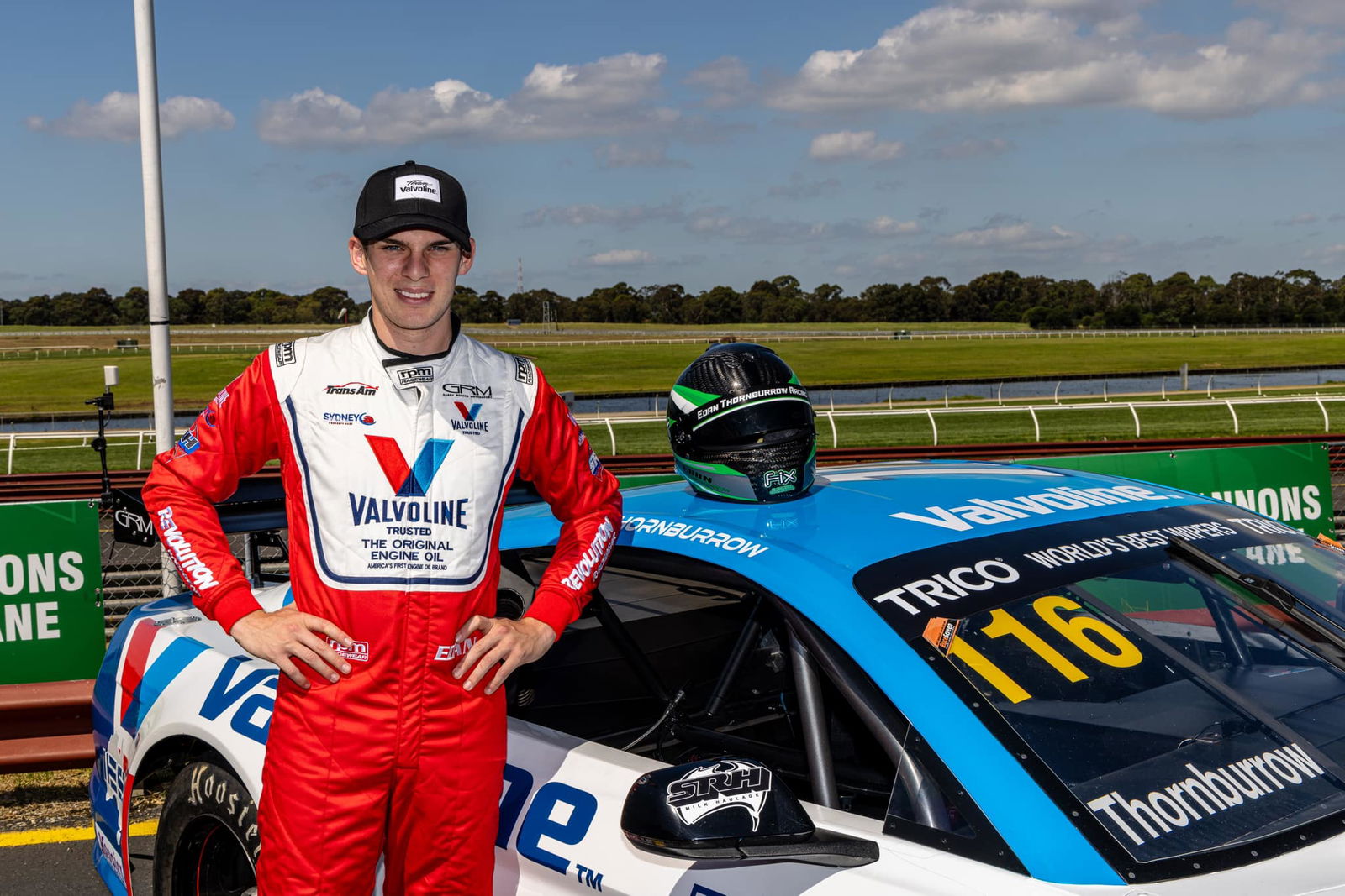 Edan Thornburrow poses with his Garry Roger Motorsport-run Ford Mustang.