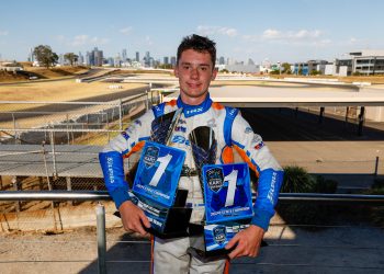 Samuel March with his haul of trophies