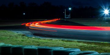 Night racing action at Queensland Raceway. Image: Matthew Paul Photography