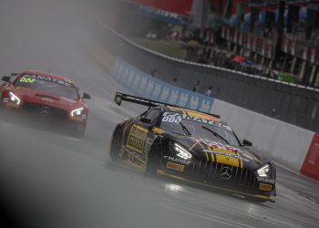 The #888 Triple Eight Mercedes-AMG struggled with damage in the final hours of the 2024 Bathurst 12 Hour. Image: Supplied